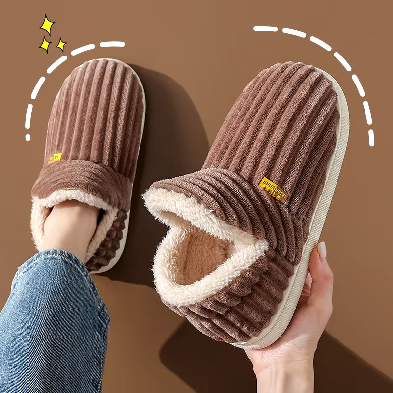 Warm Plush Fur Slippers for Women Men Winter Indoor Fluffy Warm Fuzzy House Slippers Outdoor Fuzzy Soft Furry Slippers