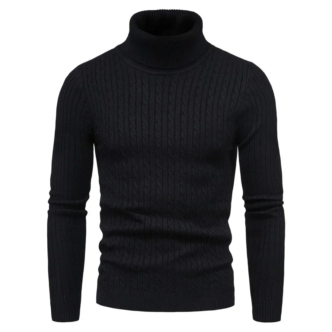 Autumn and Winter Turtleneck Warm Fashion Solid Color Sweater Men'S Sweater Slim Pullover Men'S Knitted Sweater Bottoming Shirt