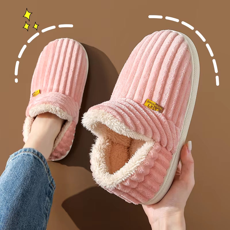 Warm Plush Fur Slippers for Women Men Winter Indoor Fluffy Warm Fuzzy House Slippers Outdoor Fuzzy Soft Furry Slippers