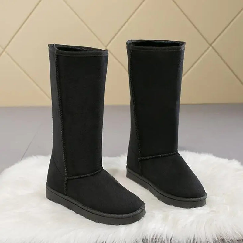 HOT 2025 Winter New High-Tube Fashion All-Match Warm Thick Snow Boots with Bow Knot Snow Boots Women Flat-Heel Snow Boots