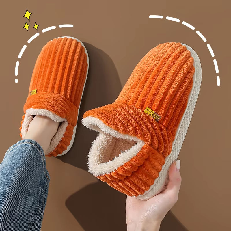 Warm Plush Fur Slippers for Women Men Winter Indoor Fluffy Warm Fuzzy House Slippers Outdoor Fuzzy Soft Furry Slippers