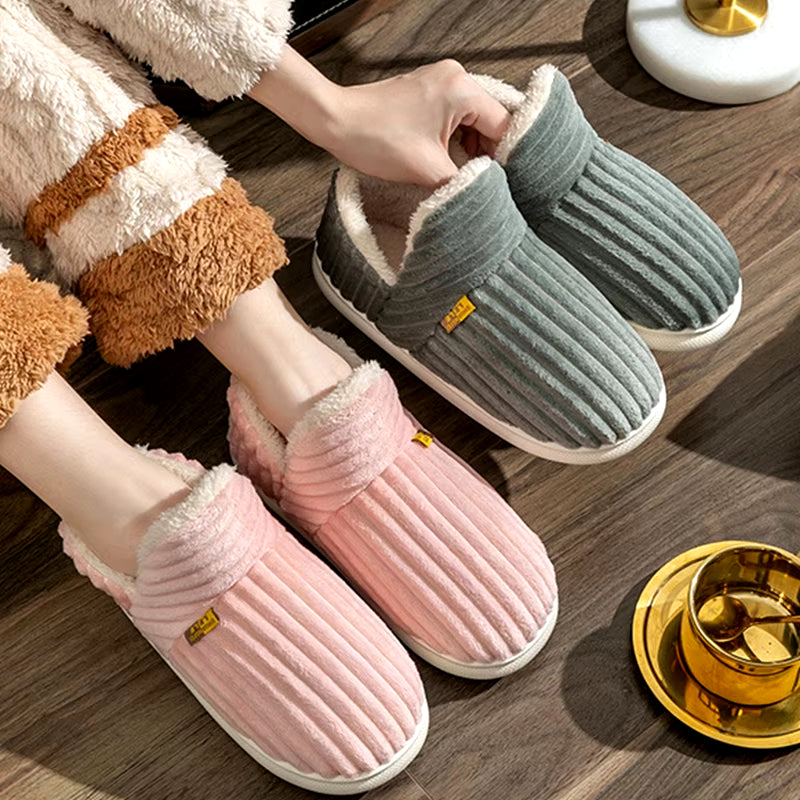 Warm Plush Fur Slippers for Women Men Winter Indoor Fluffy Warm Fuzzy House Slippers Outdoor Fuzzy Soft Furry Slippers