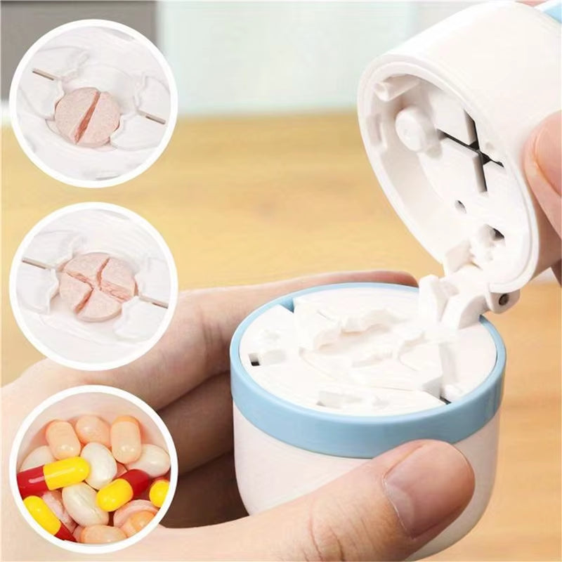 Pill Cutter Medicine Splitter Storage Box 1/4 1/2 Medication Cutter Portable Medicine Storage Tablet Slicer Home Pill Dispenser