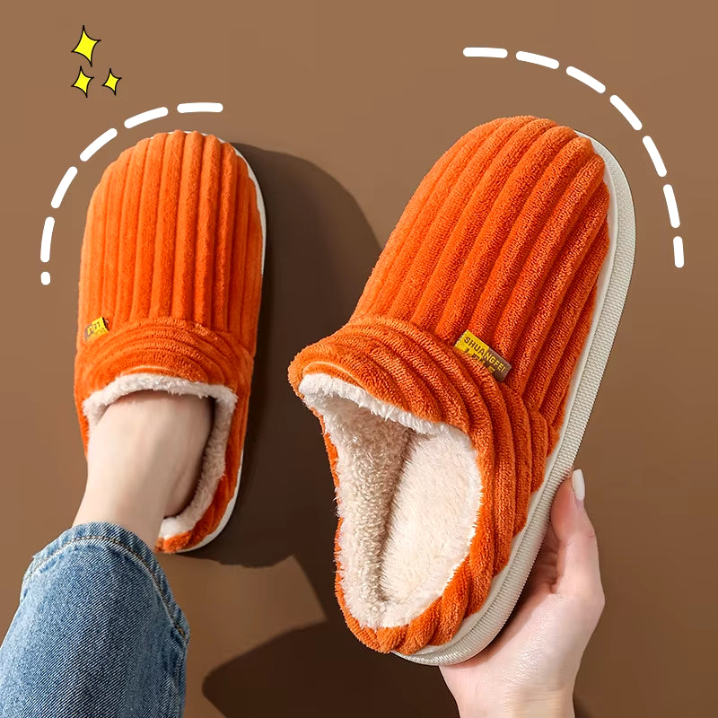 Warm Plush Fur Slippers for Women Men Winter Indoor Fluffy Warm Fuzzy House Slippers Outdoor Fuzzy Soft Furry Slippers