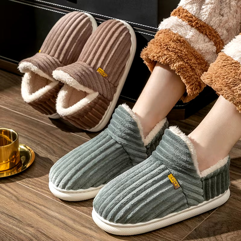 Warm Plush Fur Slippers for Women Men Winter Indoor Fluffy Warm Fuzzy House Slippers Outdoor Fuzzy Soft Furry Slippers