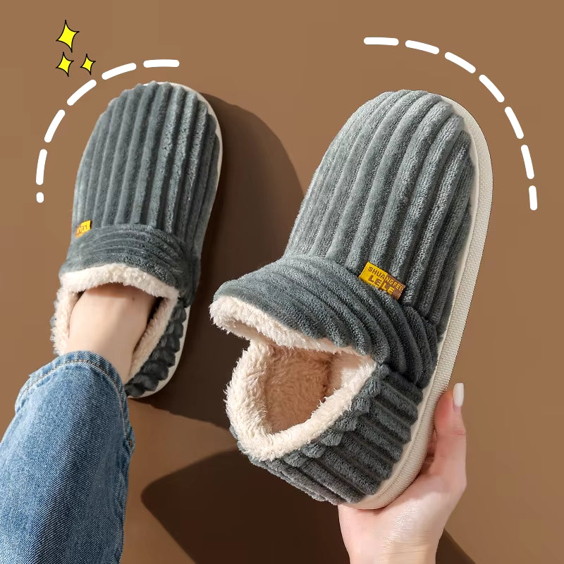 Warm Plush Fur Slippers for Women Men Winter Indoor Fluffy Warm Fuzzy House Slippers Outdoor Fuzzy Soft Furry Slippers