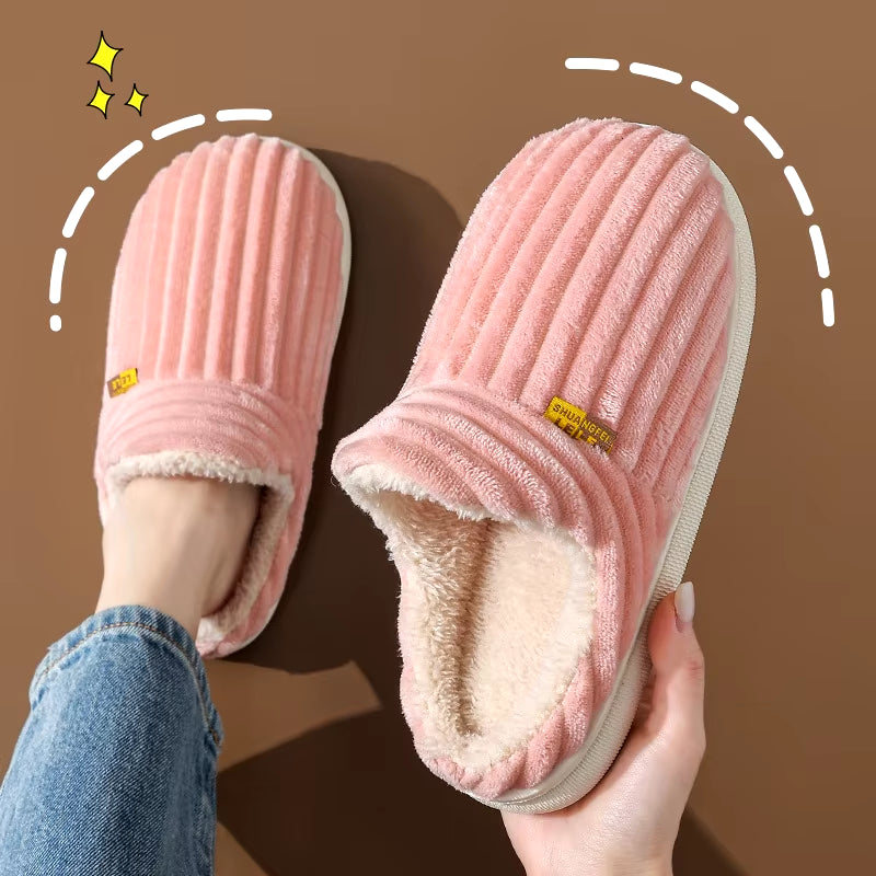 Warm Plush Fur Slippers for Women Men Winter Indoor Fluffy Warm Fuzzy House Slippers Outdoor Fuzzy Soft Furry Slippers