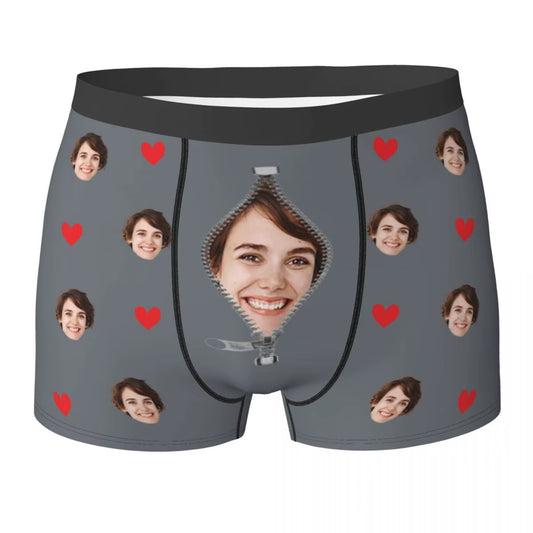 Boxer Briefs Shorts Panties Custom Love Heart Girlfriend Face Boxer Brief Valentine'S Day Gifts for Him Man Underwear