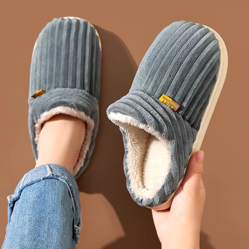 Warm Plush Fur Slippers for Women Men Winter Indoor Fluffy Warm Fuzzy House Slippers Outdoor Fuzzy Soft Furry Slippers