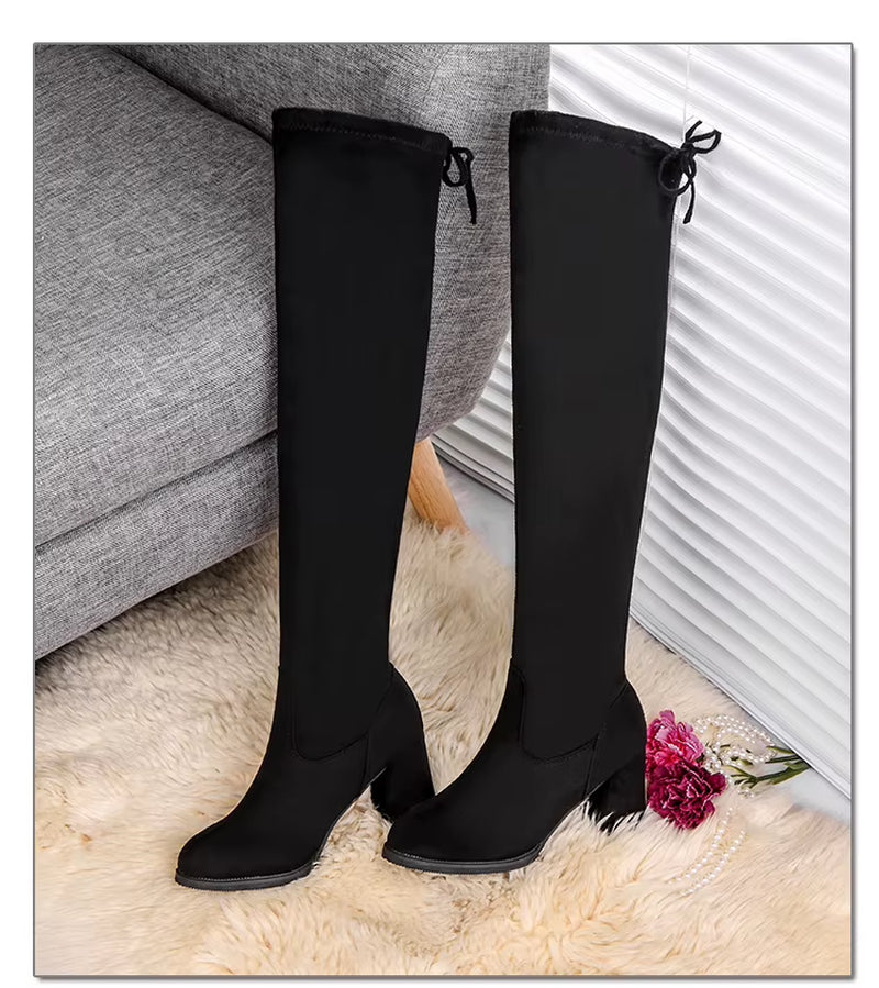 2020 Fashion Women Boots Spring Winter over the Knee Heels Quality Suede Long Comfort Square Botines Mujer Thigh High Boots